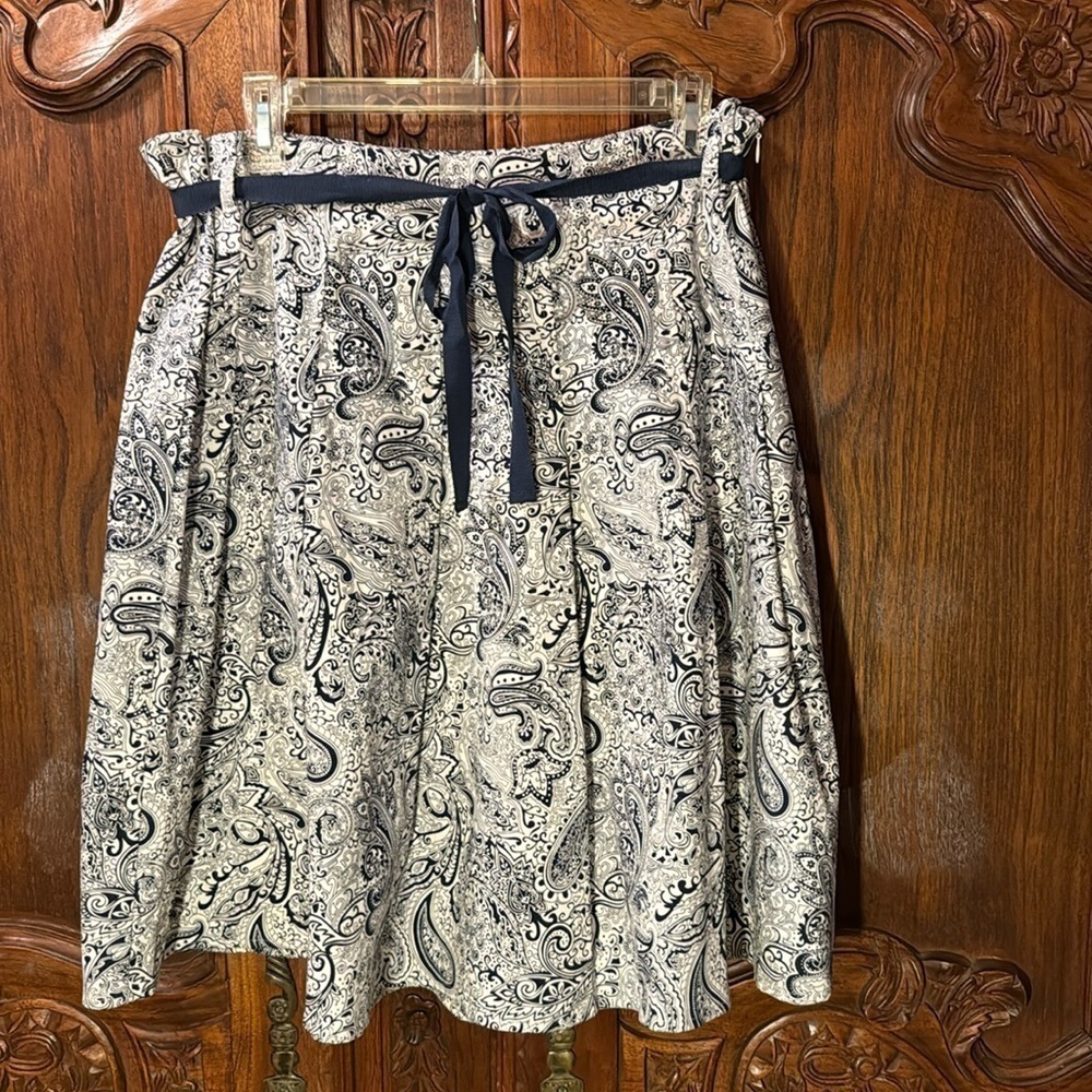 NWT MIKAROSE A-Line Paisley Navy Print Skirt Size Large